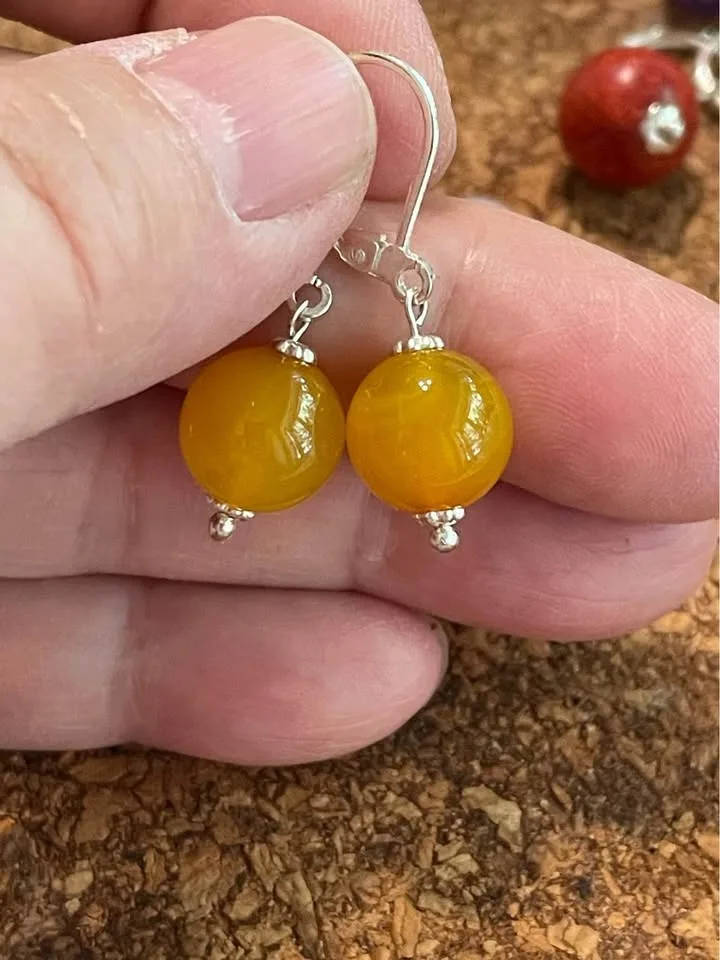 Natural stone red coral earrings image indicator(2)