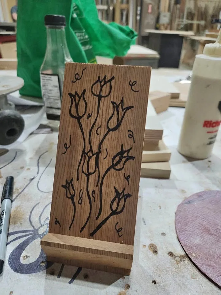 Handmade Wood Phone Stand - Dreamcatcher Design