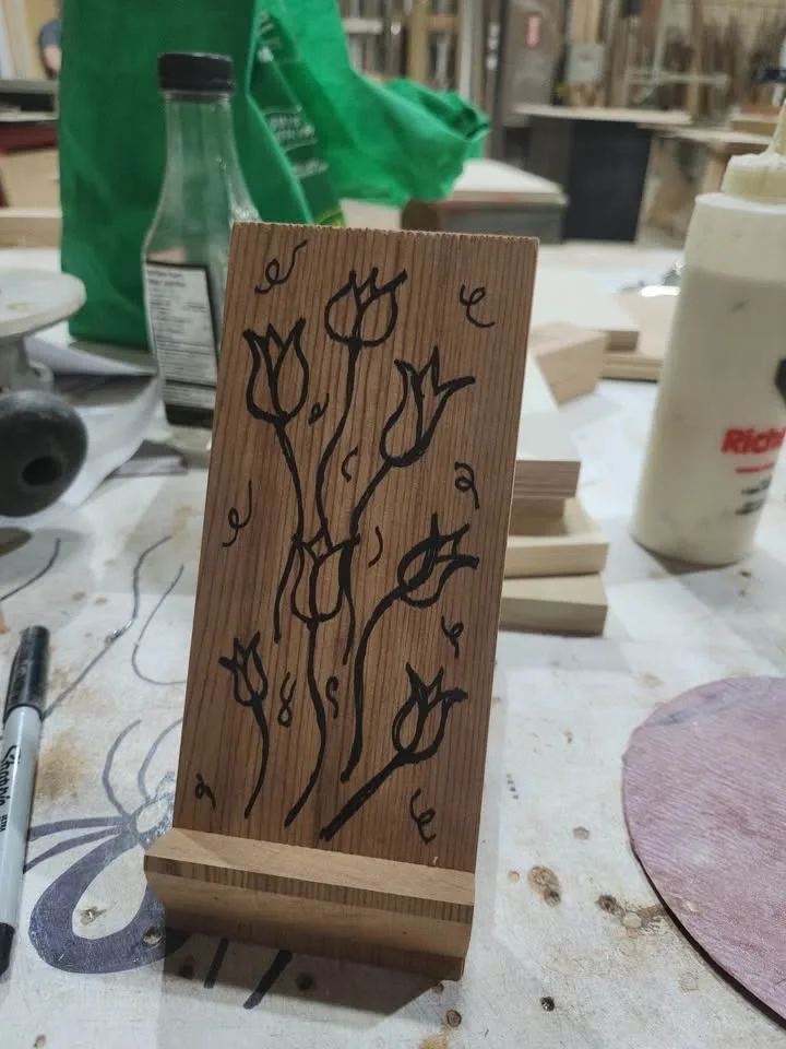 Handmade Wood-Burned Phone Stand — Dreamcatcher Design image indicator(6)