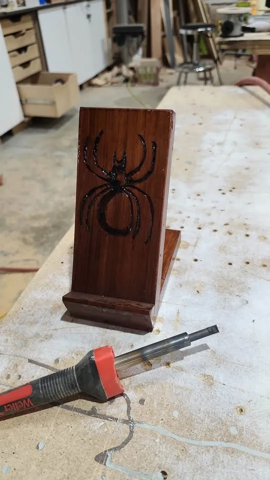 Handmade Wood-Burned Phone Stand — Dreamcatcher Design image indicator(7)