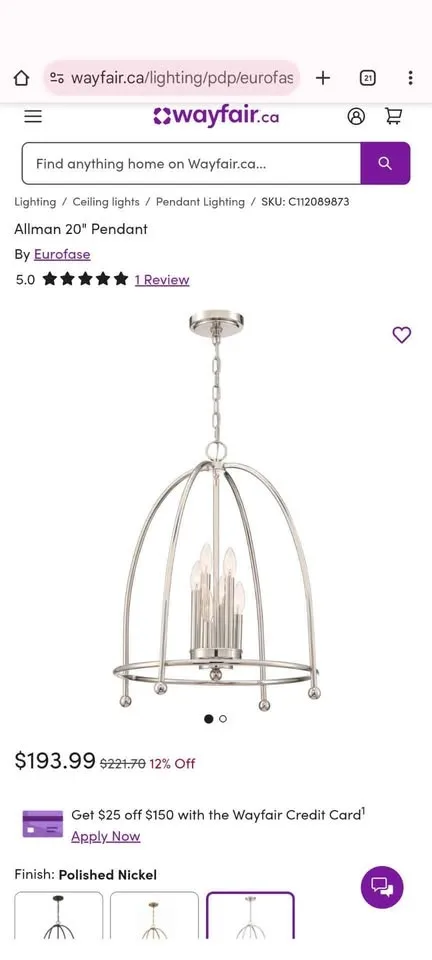 (Brand New) 6-Light Geometric Pendant image indicator(10)