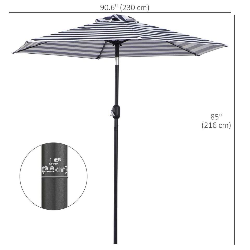 Outsunny Patio Sun Umbrella - Blue/White - photo 3