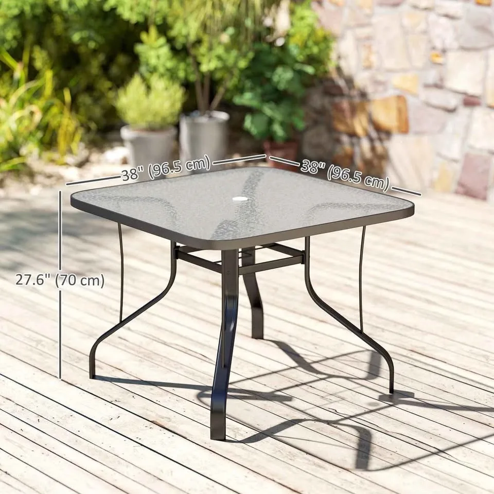 Outsunny Tempered Glass Square Patio Dining Table image indicator(3)