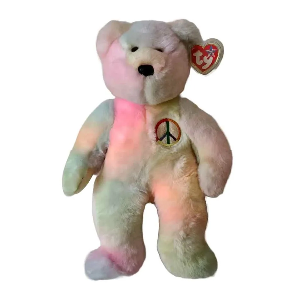 ✨ ️COLLECTIBLE ✨ XL TY Beanie Buddy Peace Bear #Cleanout
