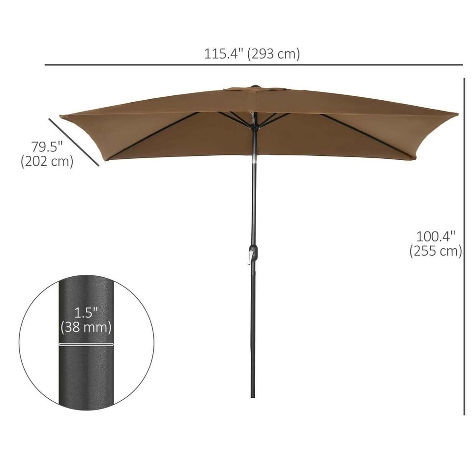 Outsunny 6.5x10ft Rectangle Patio Umbrella - photo 3