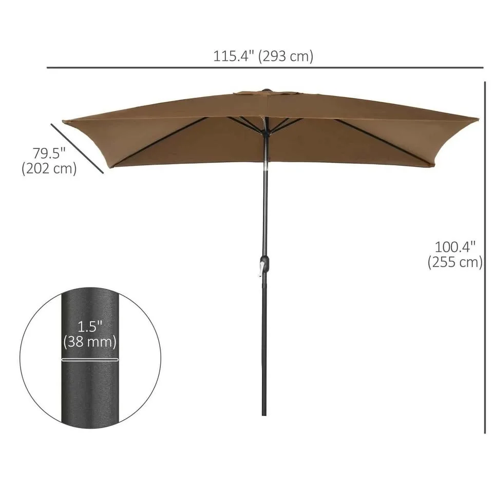 Outsunny 6.5x10ft Rectangle Patio Umbrella image indicator(3)