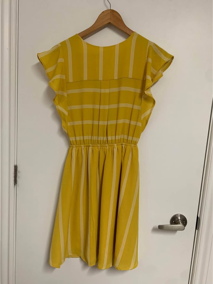 Yellow Ruffle Dress with stripes - Size M/Medium - photo 2
