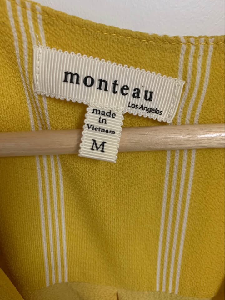 Yellow Ruffle Dress with stripes - Size M/Medium - photo 3