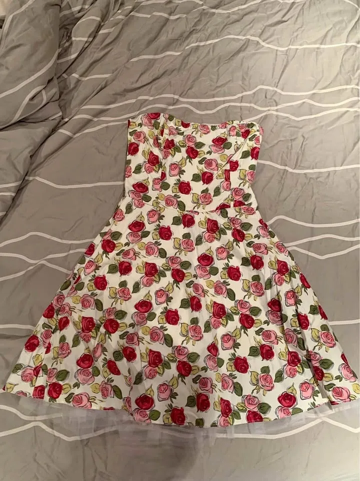Forever 21 Strapless Rose/Floral Dress - Size S/Small