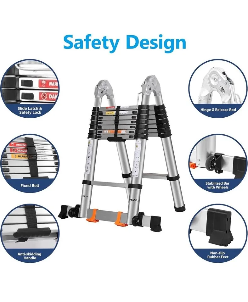Brand New 16.5FT Telescoping Ladder – Stainless Steel, 375lbs image indicator(4)