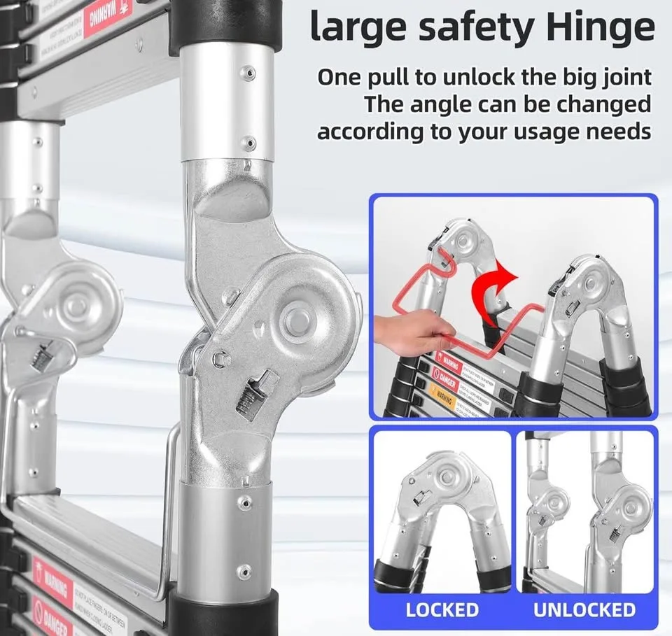 Brand New 16.5FT Telescoping Ladder – Stainless Steel, 375lbs image indicator(5)