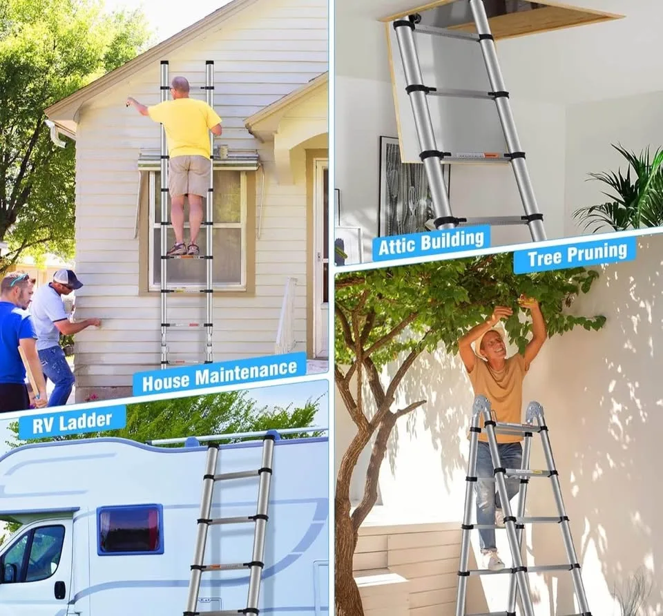 Brand New 16.5FT Telescoping Ladder – Stainless Steel, 375lbs image indicator(6)