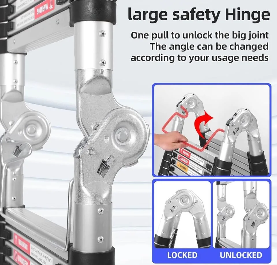 Brand New 16.5FT Telescoping Ladder – Stainless Steel, 375lbs image indicator(7)