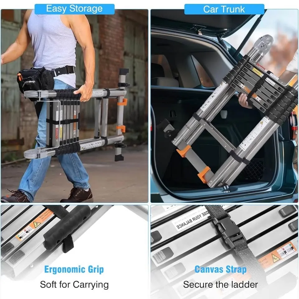 Brand New 16.5FT Telescoping Ladder – Stainless Steel, 375lbs image indicator(8)