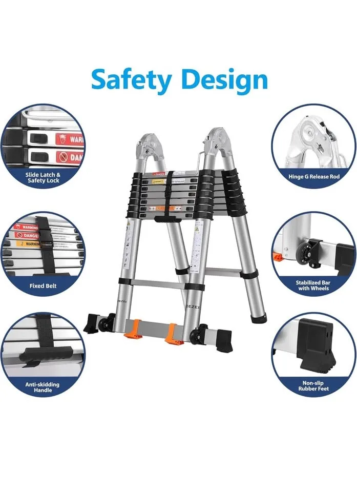 Brand New 16.5FT Telescoping Ladder – Stainless Steel, 375lbs image indicator(9)