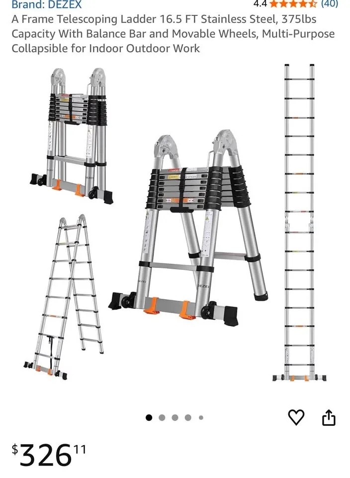 Brand New 16.5FT Telescoping Ladder – Stainless Steel, 375lbs image indicator(10)
