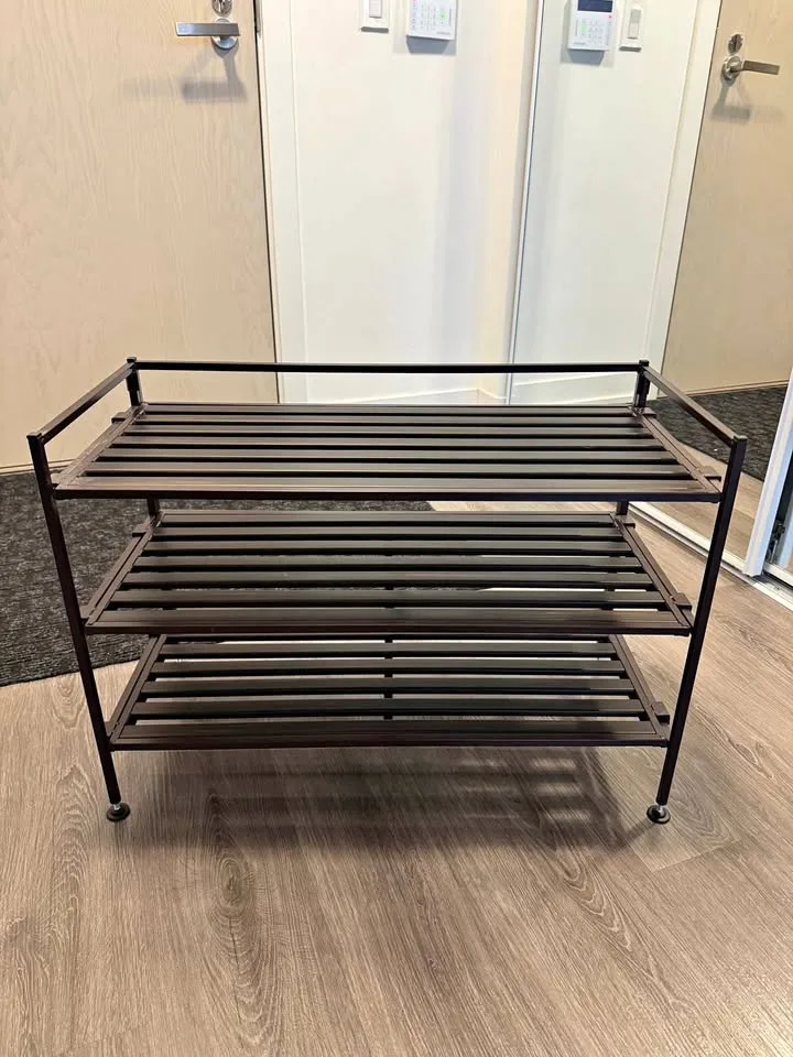 Metal Shoe Rack (wood color)