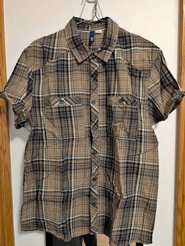 Vintage green and brown checkered shirt by H&M