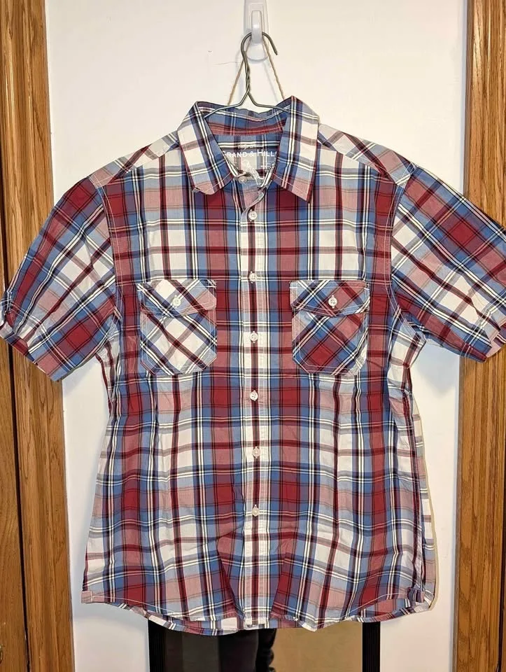 Blue, red and white checkered shirt #cleanout