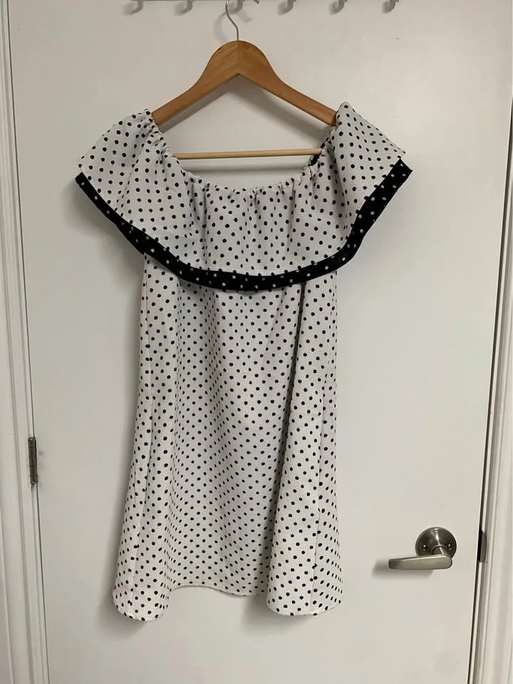 Zara Polka Dot Off-Shoulder Dress - Size S