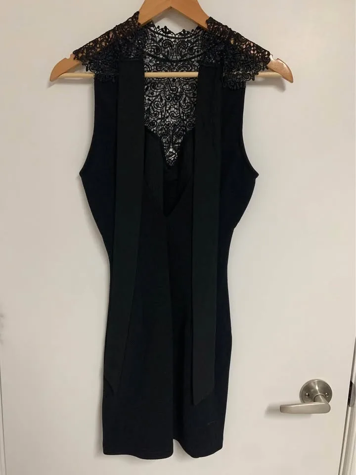 Forever 21 Black Dress with lace detail - Size M/Medium image indicator(2)