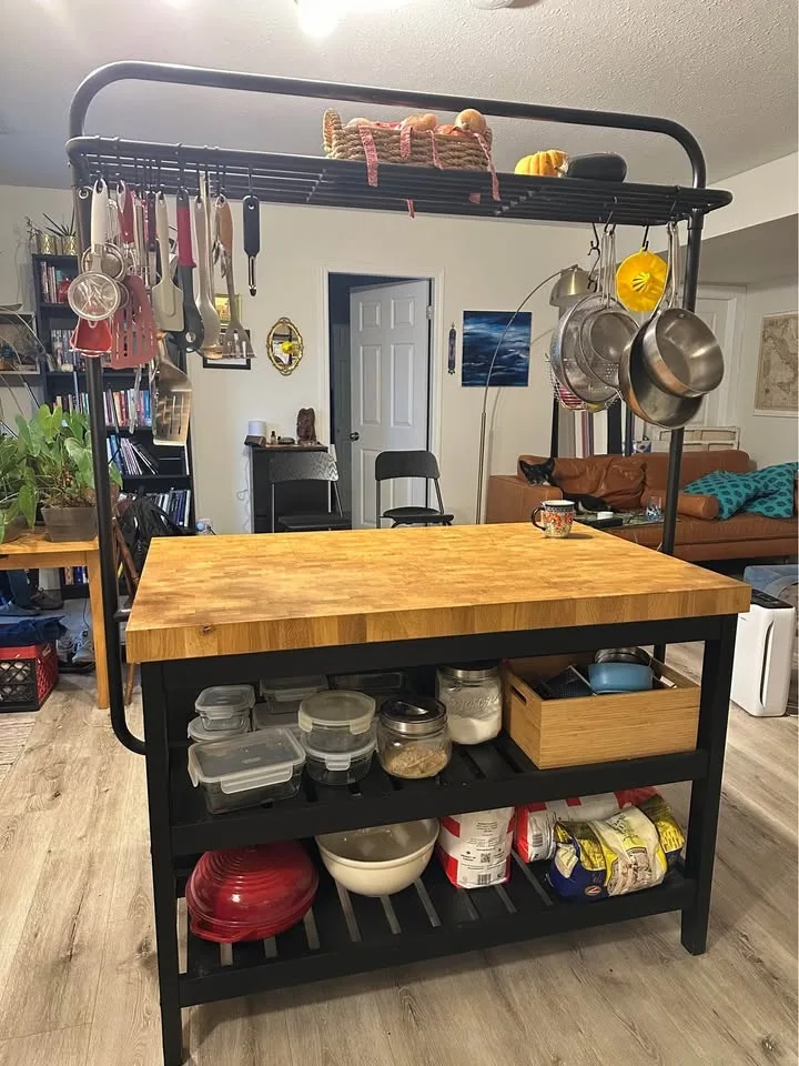 Butcher block top IKEA kitchen Island image indicator(2)