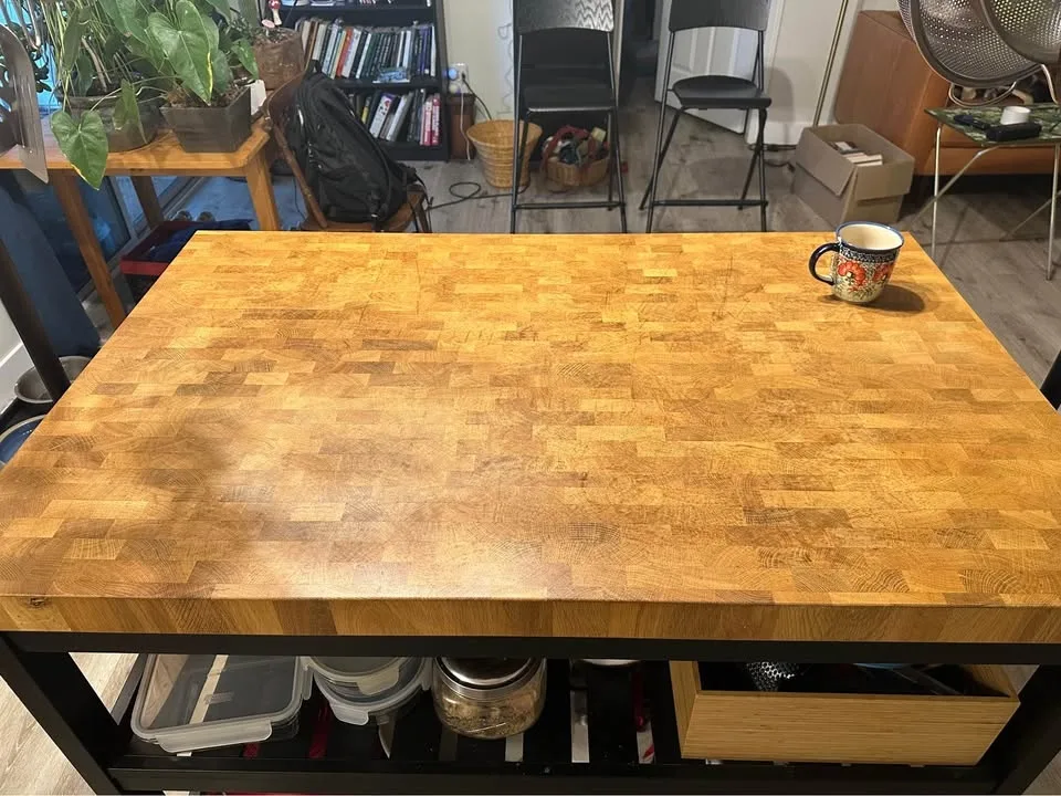 Butcher block top IKEA kitchen Island image indicator(3)