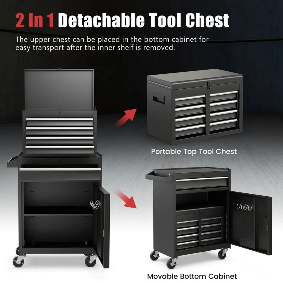 2-in-1 Tool Chest & Cabinet Rolling Garage Organizer image indicator(5)