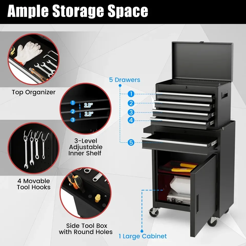 2-in-1 Tool Chest & Cabinet Rolling Garage Organizer image indicator(6)