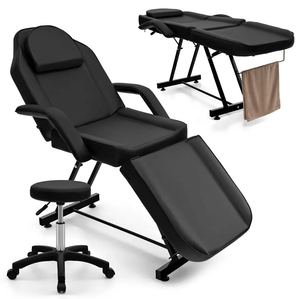 73" Facial Chair Set with Removable Headrest Black