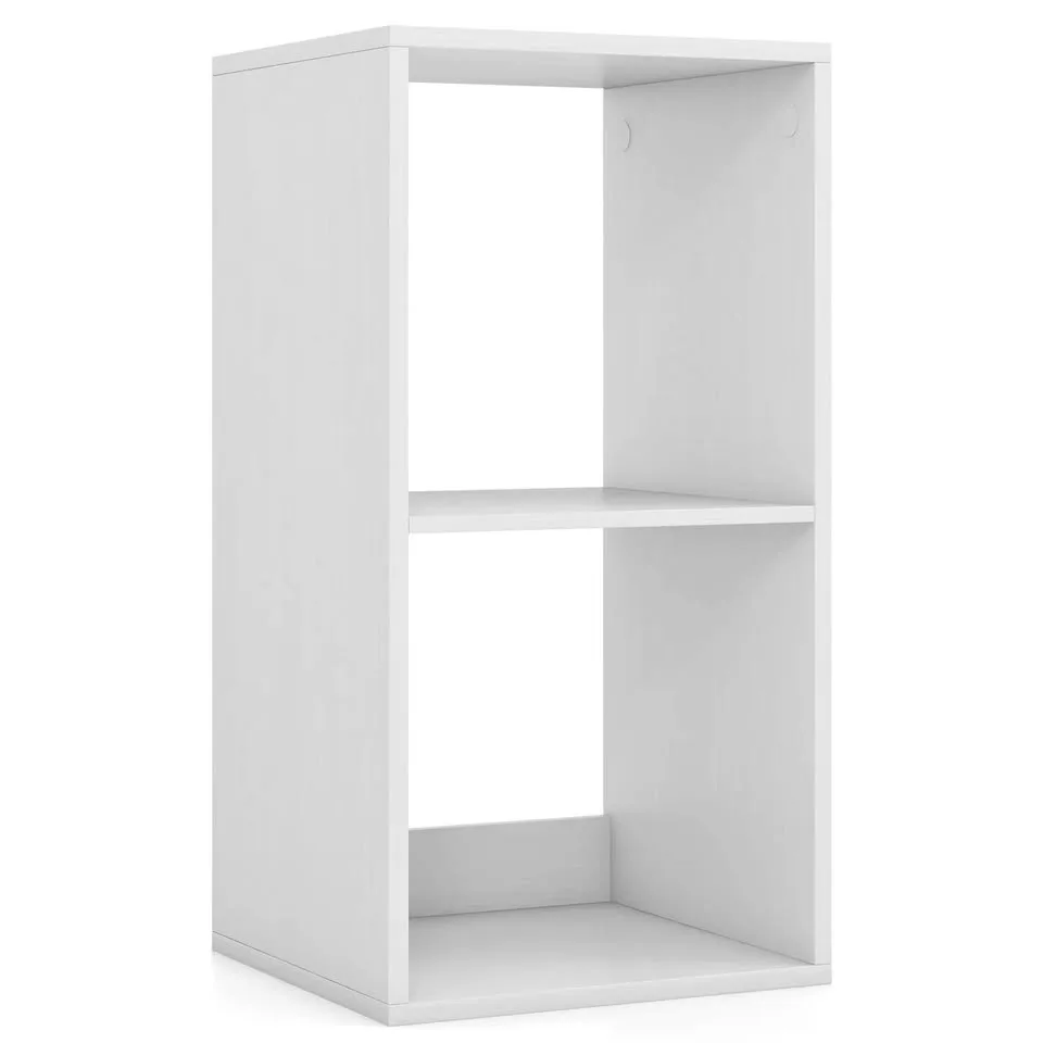Bookshelf 2 Cube with Back Guardrail, White