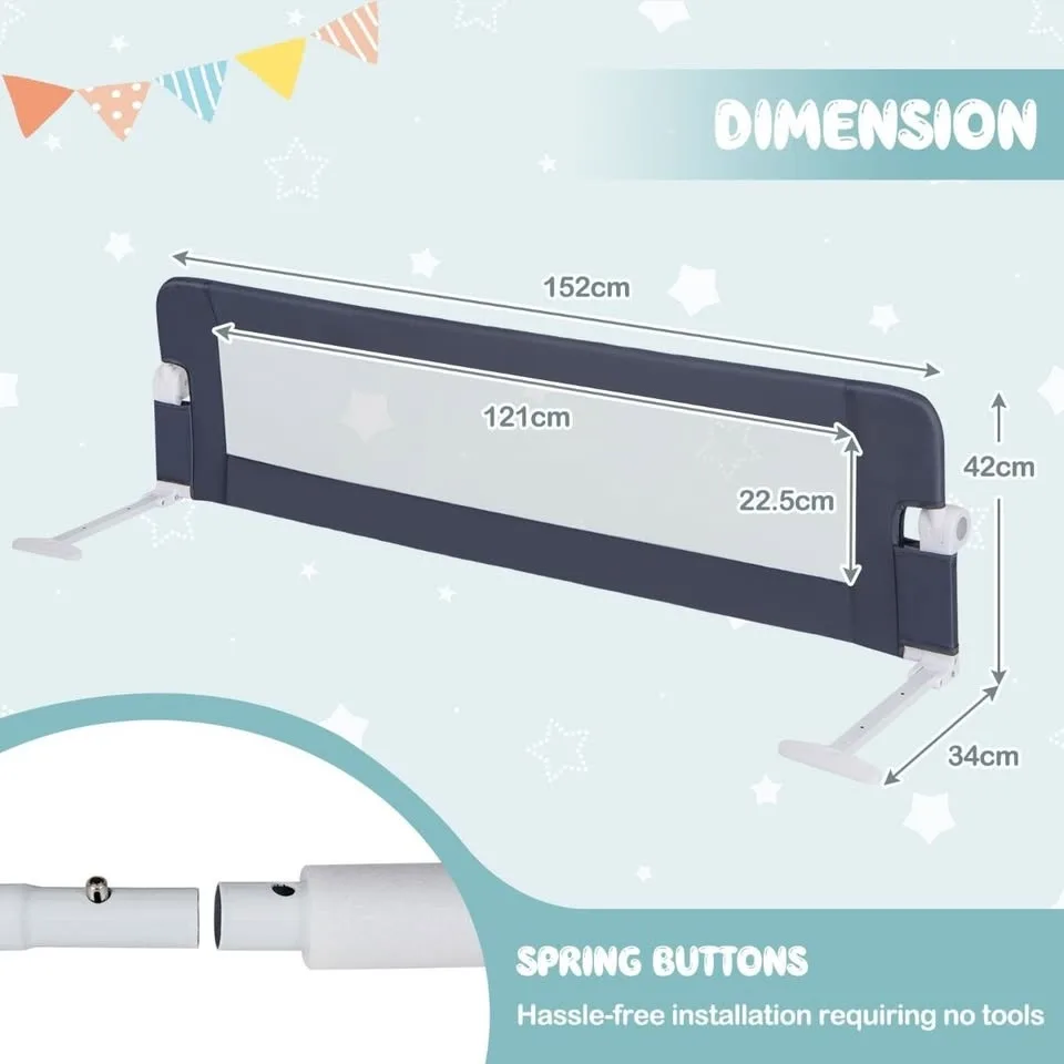 Foldable Bed Rail Swing Down Baby Bed Guard Rail, White image indicator(4)