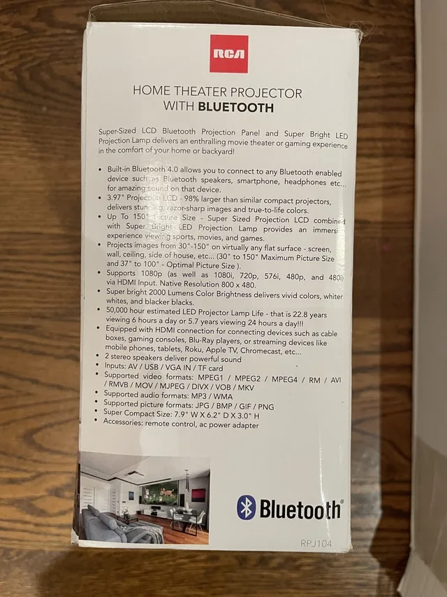 1080p Projector with Bluetooth & 100" Screen image indicator(3)