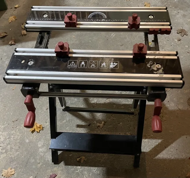 Portable Workbench with Sliding Clamps and Vice