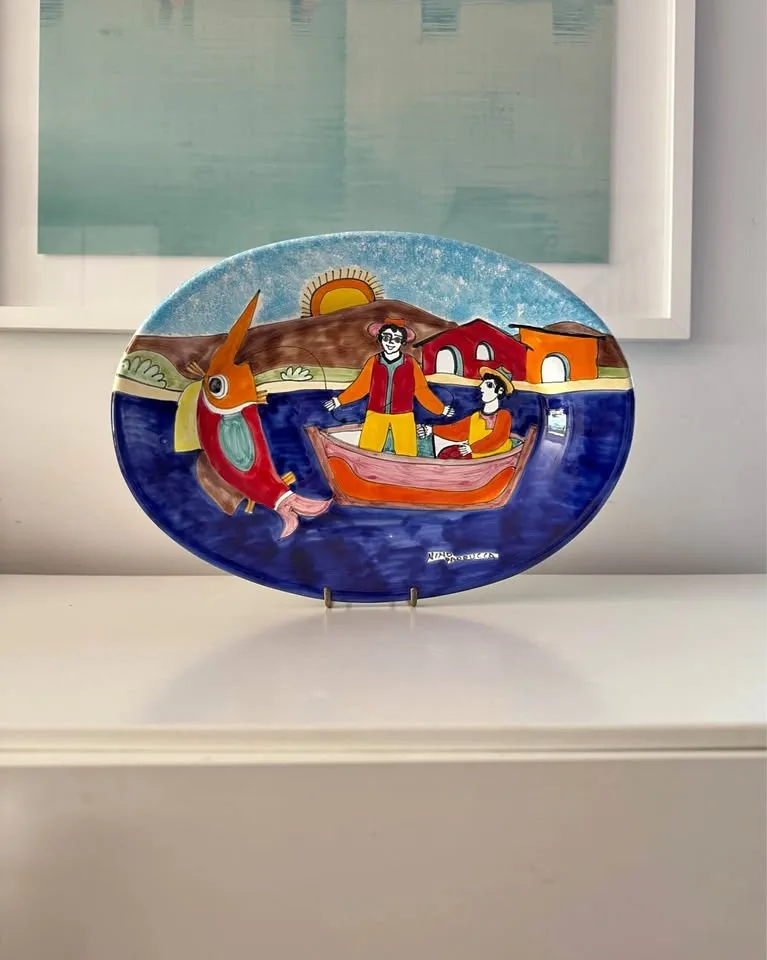 Nino Parrucca Fisherman Scene Wall Platter