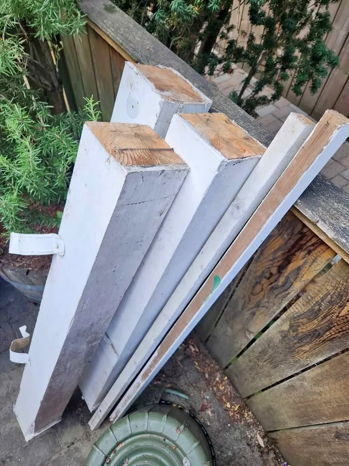 3 5x5 inch wood support beams