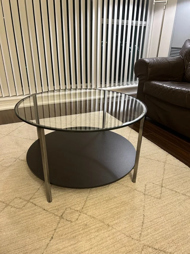 IKEA VITTSJÖ Coffee Table (Black/Aluminum/Glass)