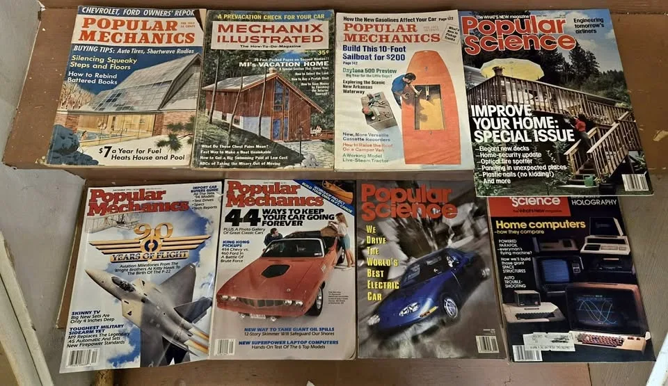 Popular Mechanics and Popular Science magazines