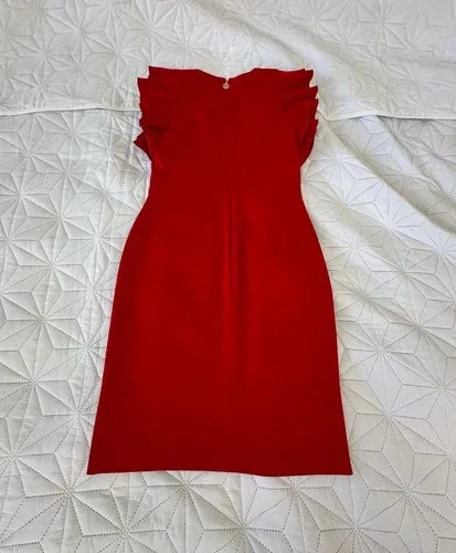 Tommy Hilfiger Red Ruffle Sleeve Sheath Dress – Size Small image indicator(2)