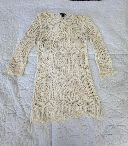H&M Cream Crochet Sweater Dress – Size Large