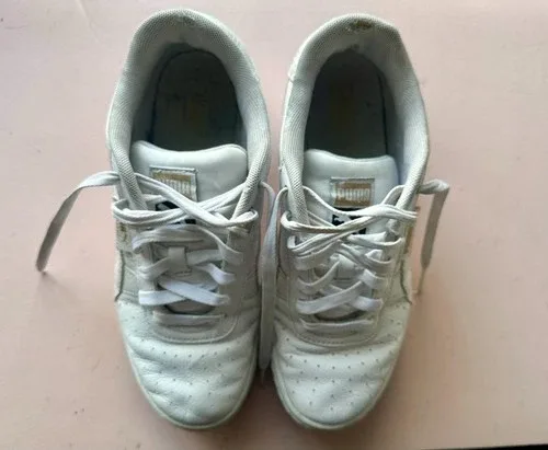 Puma Cali Triple White Platform Sneakers Womens Size 8