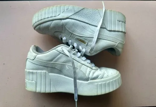 Puma Cali Triple White Platform Sneakers Womens Size 8 image indicator(3)