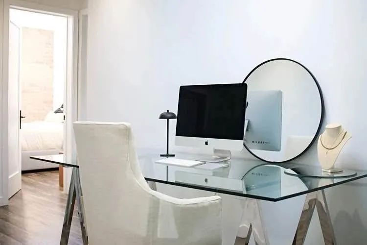 Tempered Glass Top Metal Base Desk and Chair 50% off! image indicator(3)