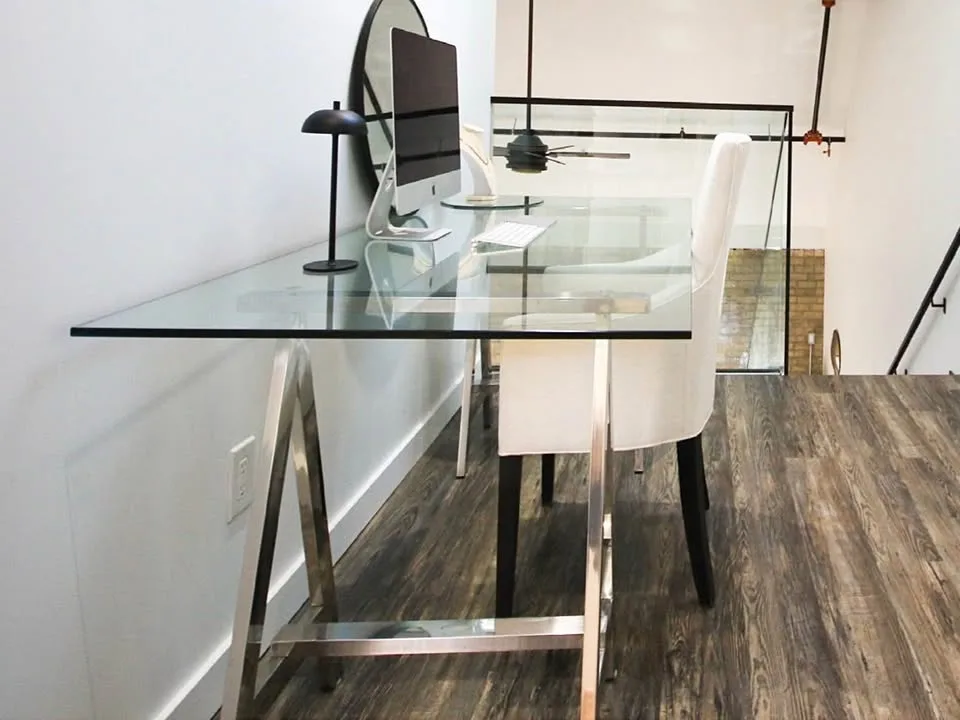 Tempered Glass Top Metal Base Desk and Chair 50% off! image indicator(4)