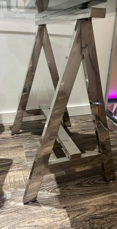 Tempered Glass Top Metal Base Desk and Chair 50% off! image indicator(8)