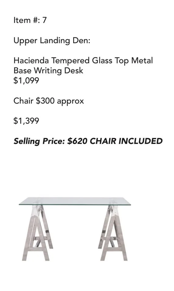 Tempered Glass Top Metal Base Desk and Chair 50% off! image indicator(9)