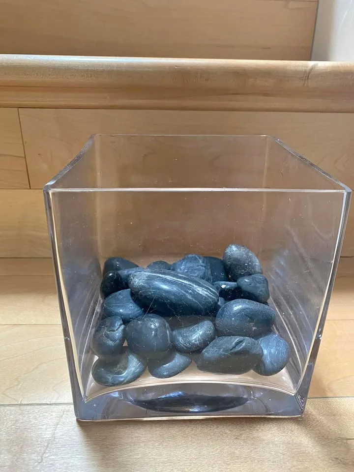 Glass Plant Pot with Rocks - 5.8” h x 5.8” w thumbnail