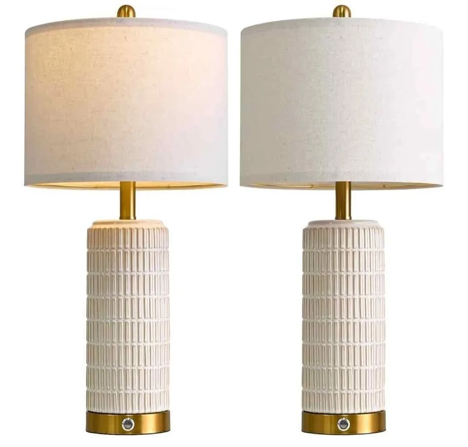 PoKat 24'' Touch Bedside Table Lamps with USB Ports for