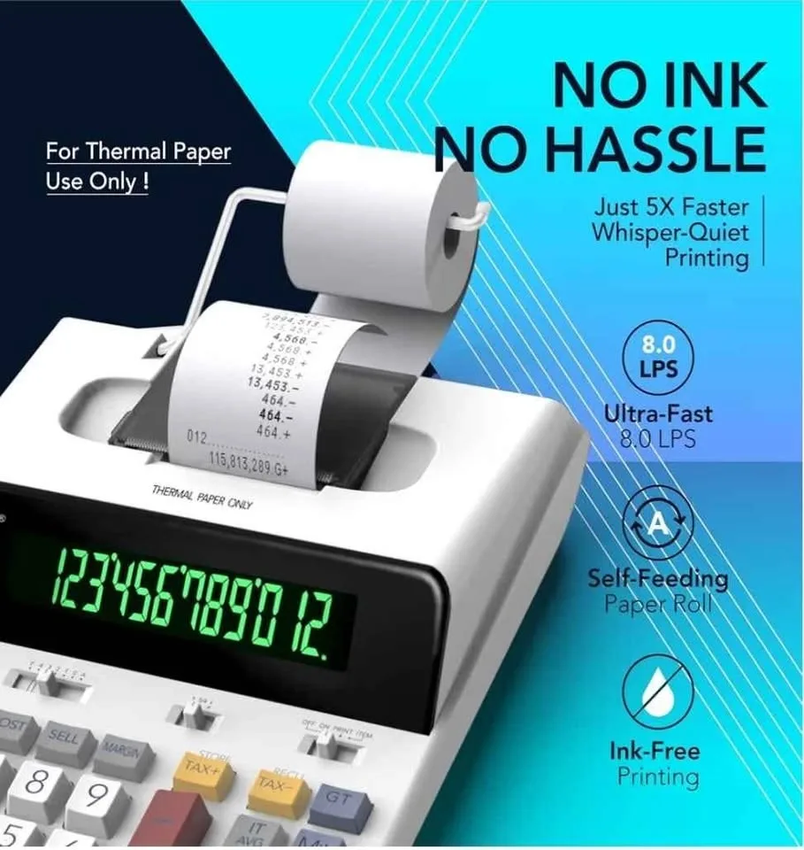 12 Digit Thermal Printing Calculator with Tape Print Out image indicator(2)