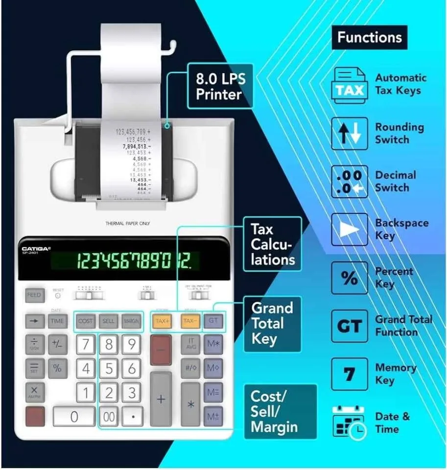 12 Digit Thermal Printing Calculator with Tape Print Out image indicator(4)